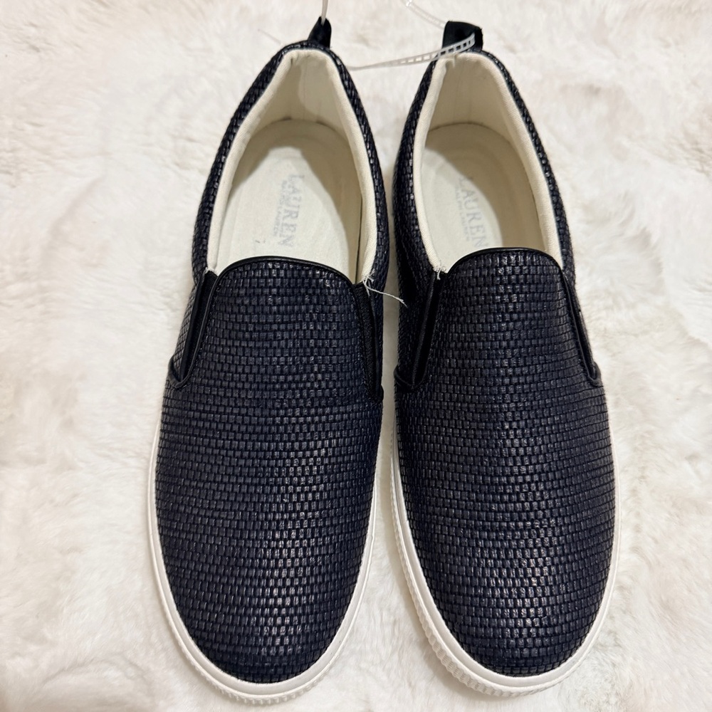 LAUREN RALPH LAUREN Women's Haddley Slip-On Low-Top Navy Blue Sneakers Sz 8